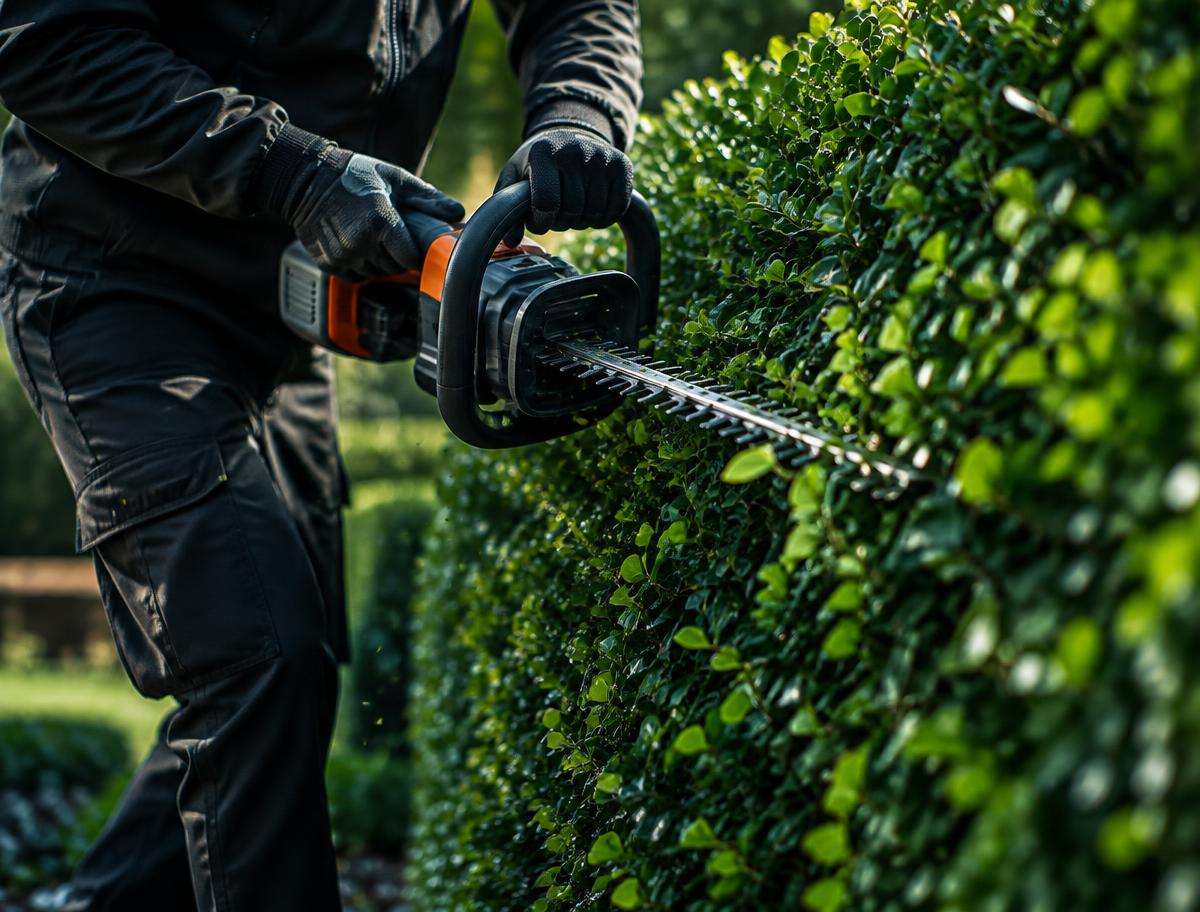 Professional hedge trimming